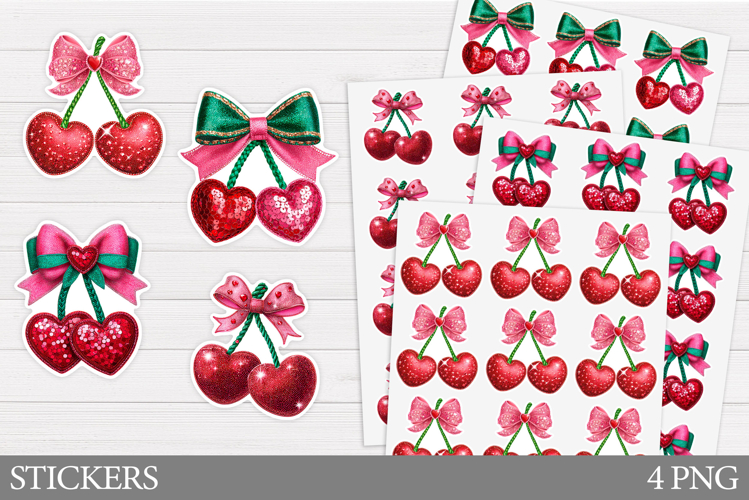 Valentines Cherry Sticker. Valentines Sticker Printable