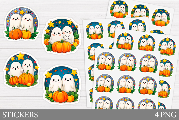 Cute Ghost Sticker Printable. Halloween Sticker Design