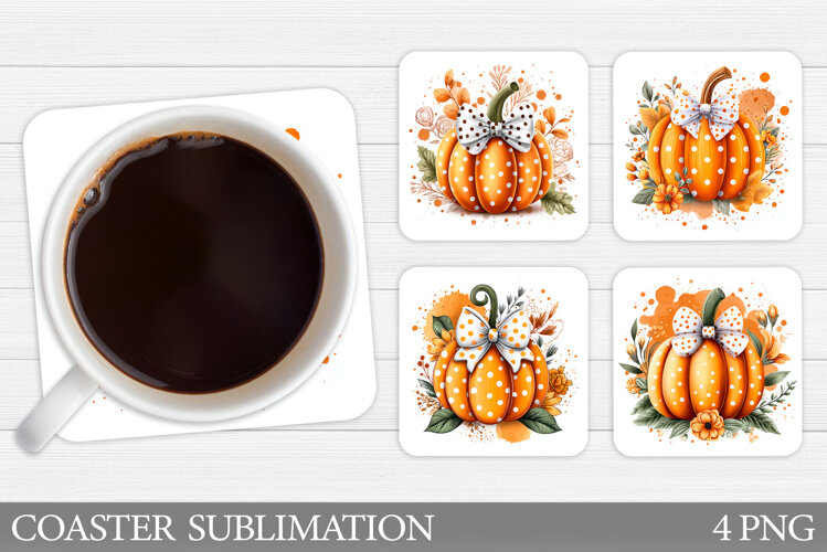 Fall Pumpkin Coaster Design. Fall Coaster Sublimation example image 1
