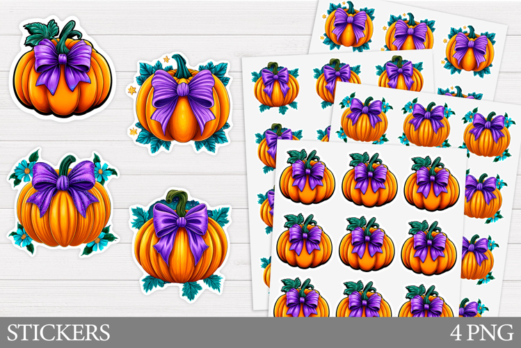 Pumpkin Sticker Printable. Pumpkin Bow Sticker Design