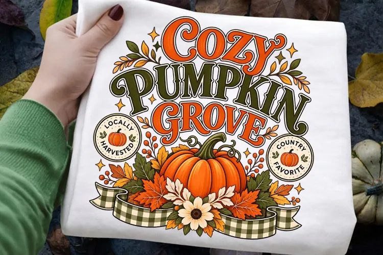 Cozy Pumpkin Grove Autumn Harvest Pumpkin PNG Sublimation
