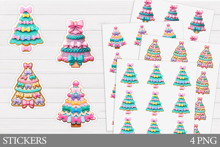 Crochet Christmas Tree Sticker. Christmas Sticker Printable