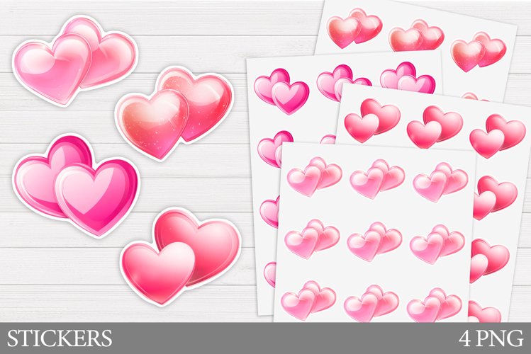 Hearts Stickers Design. Valentines Sticker Printable