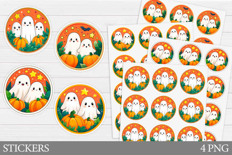 Cute Ghost Sticker Printable. Cute Halloween Sticker Design