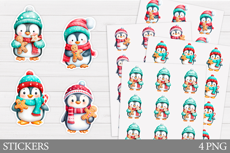 Christmas Penguin Sticker. Christmas Sticker Printable