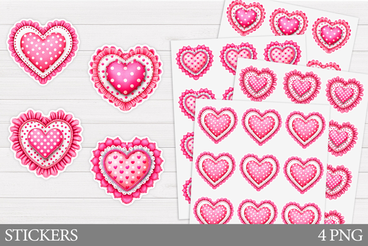 Hearts Stickers Design. Valentines Sticker Printable