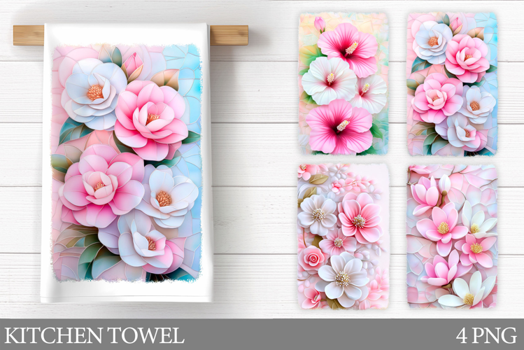 Flowers Kitchen Towel. Floral Kitchen Towel Design
