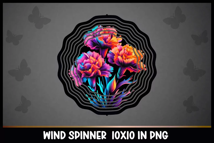 Rainbow Carnations Flower Wind Spinner Sublimation