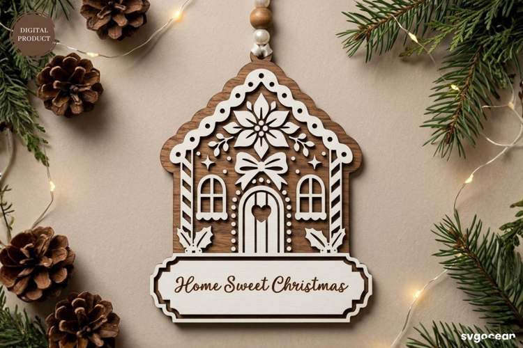 Gingerbread House Ornament laser Cut| Glowforge | SVG