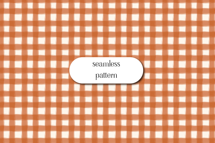 Orange Gingham Seamless Pattern, Rustic Checkered Print