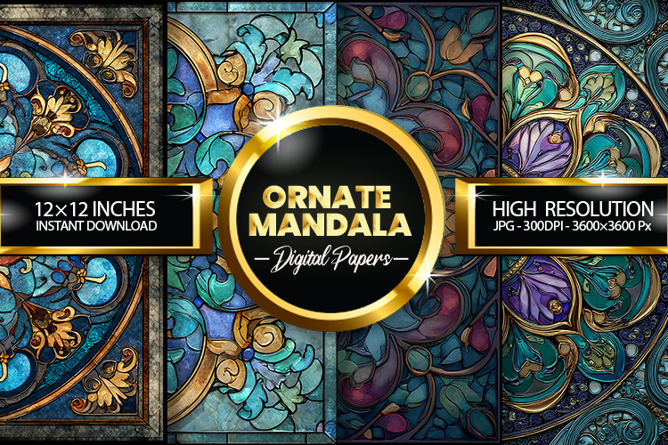Ornate Mandala Digital Papers - 04 variations