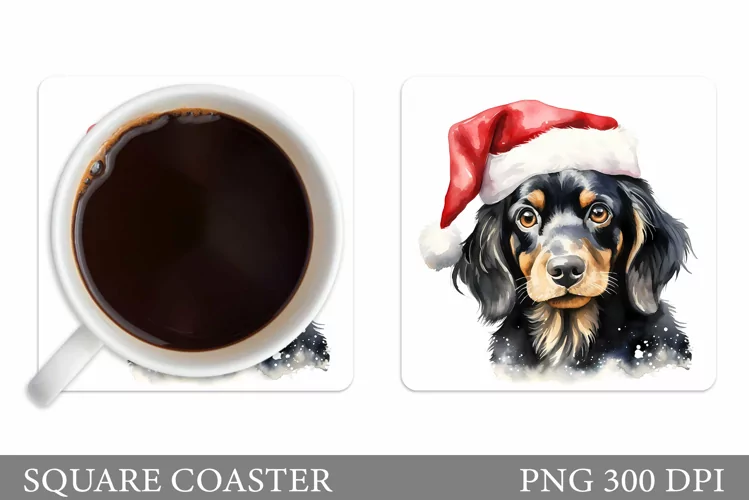 Christmas Dog Coaster. Dog Square Coaster Sublimation