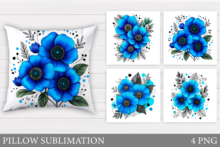 Flowers Pillow Sublimation. Floral Pillow Design