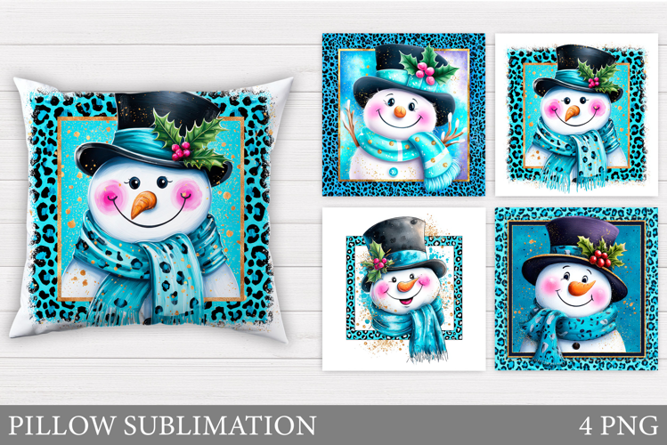 Cute Snowman Pillow Design. Christmas Pillow Sublimation