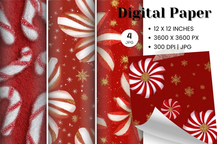 Candy Cane Christmas Background Seamless Pattern Gift Wrap