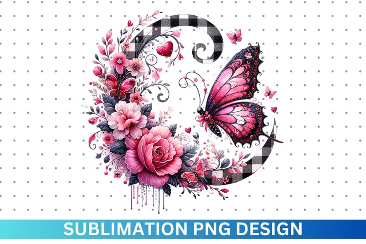 Mothers day Butterfly Floral Sublimation - Clipart Design