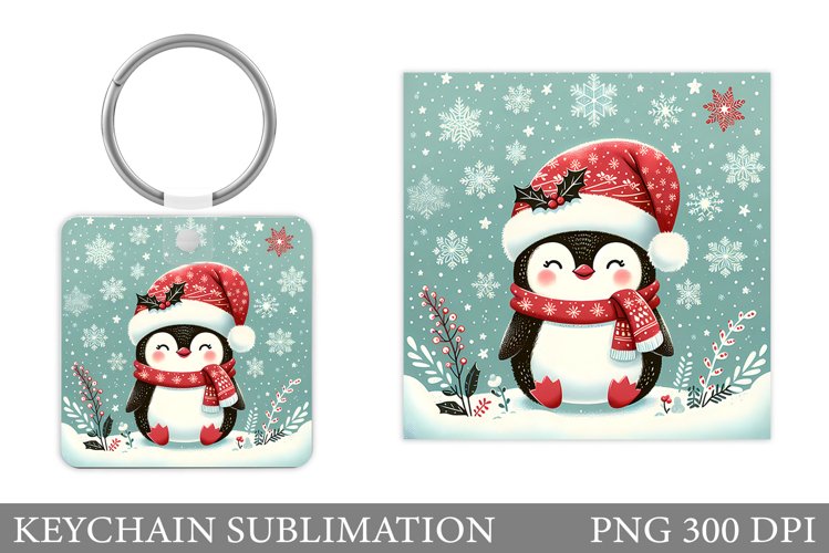 Christmas Penguin Keychain. Christmas Keychain Design example image 1