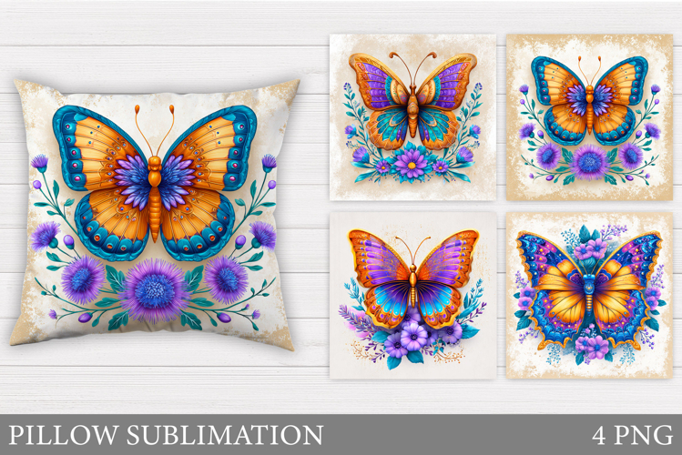 Butterfly Flowers Sublimation. Butterfly Pillow Sublimation