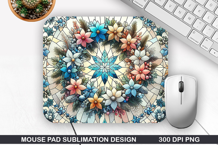 Mouse Pad Sublimation, Winter Flower Mouse Pad PNG Design