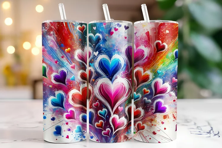 Hearts Tumbler Wrap | Sublimation | Tumblers