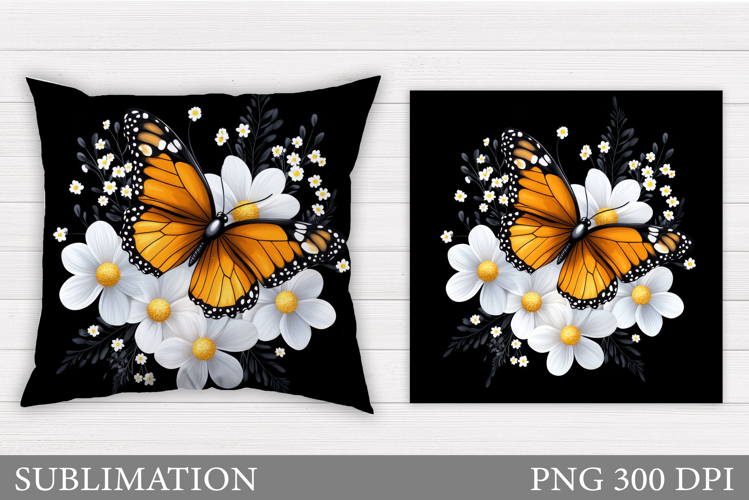 Butterfly Flowers Sublimation. Butterfly Pillow Sublimation