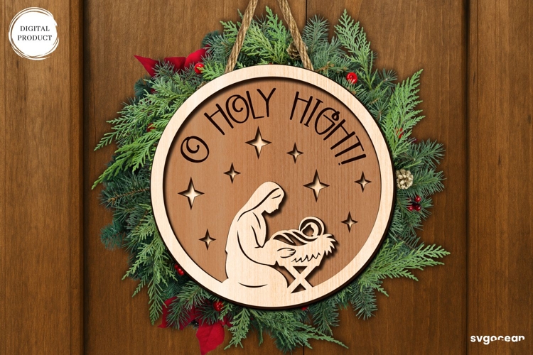Nativity Scene Door Sign Laser Cut | Door Hanger | SVG