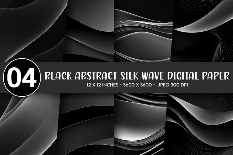 Black Abstract Silk Wave Digital Paper