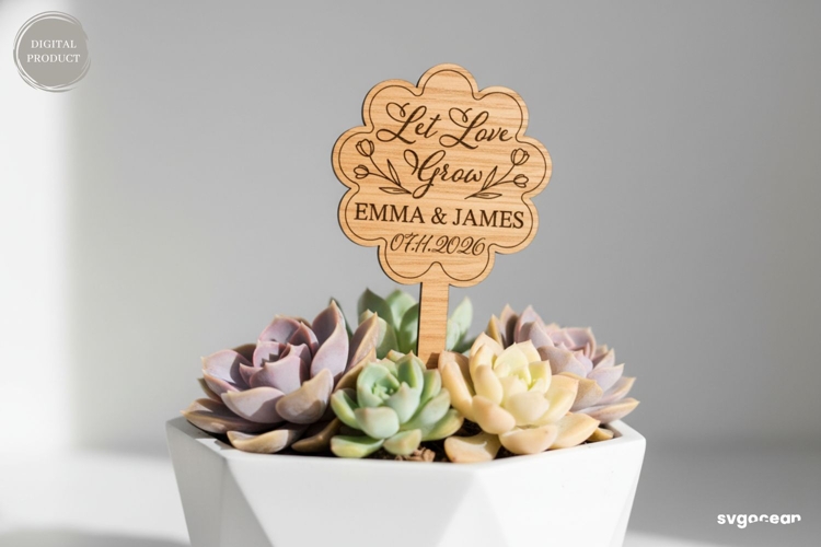 Flower Wedding Plant Tag Laser Cut | Glowforge | SVG
