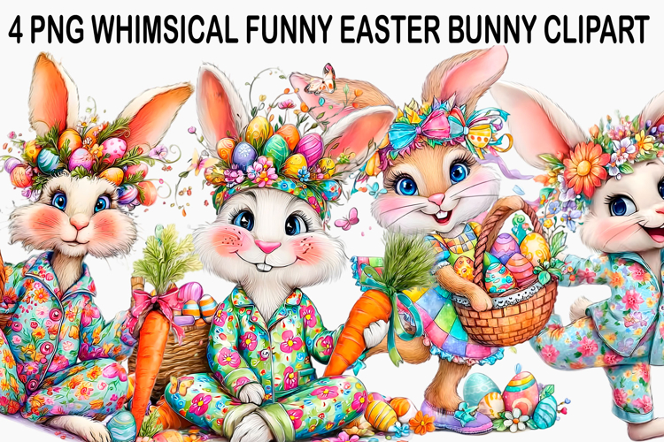 Whimsical Funny Easter Bunny Clipart Watercolor png