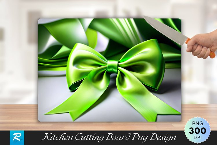 Lime Green Satin Bow Cutting Board Sublimation Design example image 1