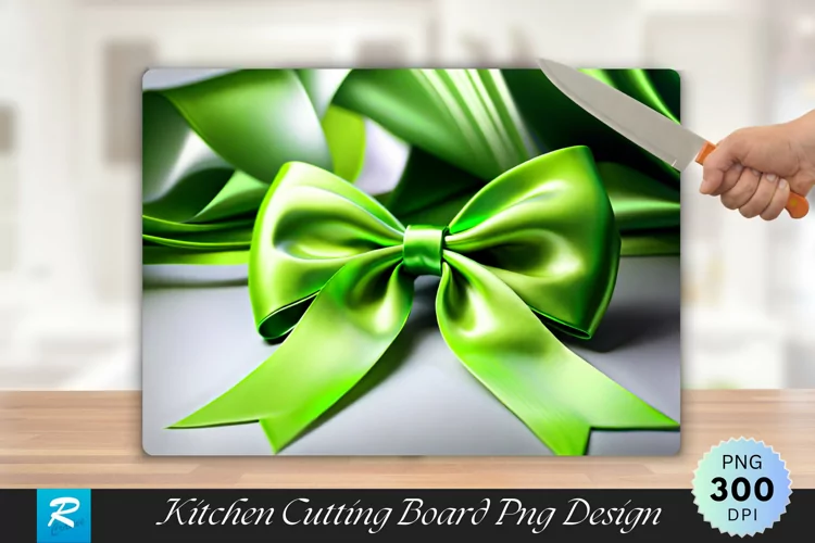 Lime Green Satin Bow Cutting Board Sublimation Design