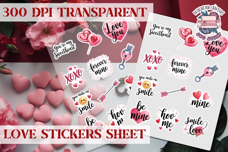 Love sticker Hearts Stickers Sheet St. Valentines Heart PNG
