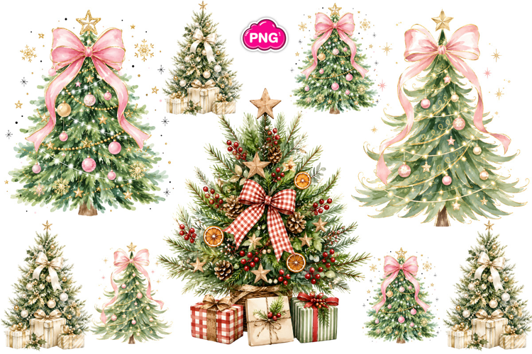 Trending Christmas PNG, Retro Christmas Tree PNG, Christmas