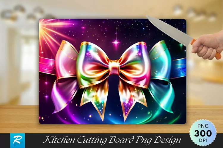Vibrant Bow Cutting Board Sublimation Design