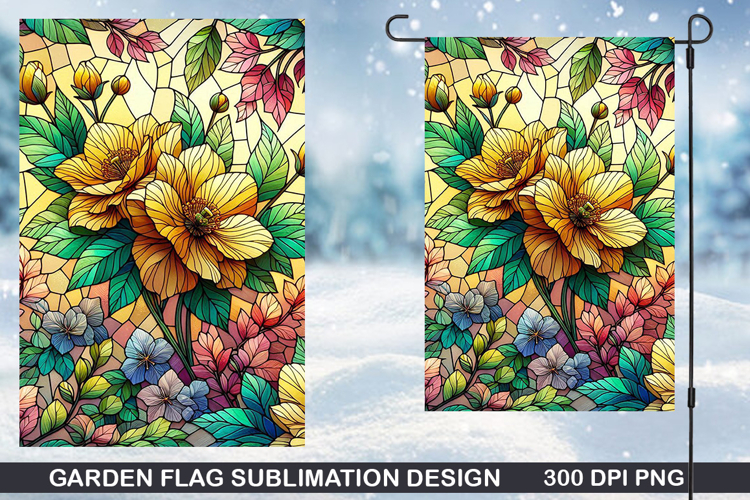 Flowers Garden Flag Sublimation| Autumn Garden Flag PNG