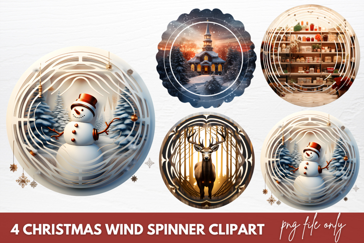 Christmas Wind Spinner Clipart Sublimation