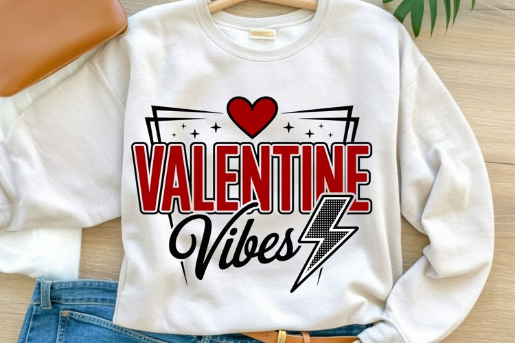 Valentine Vibes PNG | Retro Valentine Lightning Bolt PNG