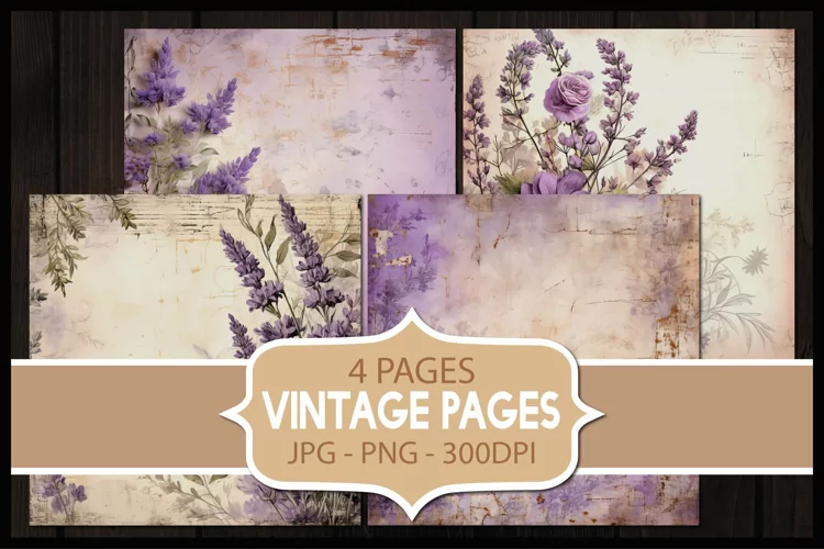 4 Vintage Floral Digital Papers I Junk Journal Pages