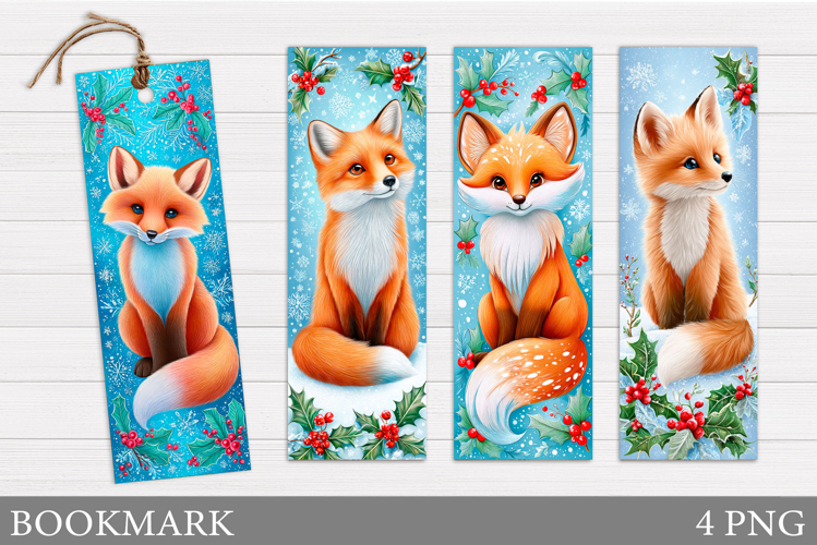 Christmas Fox Bookmark. Christmas Bookmark Sublimation
