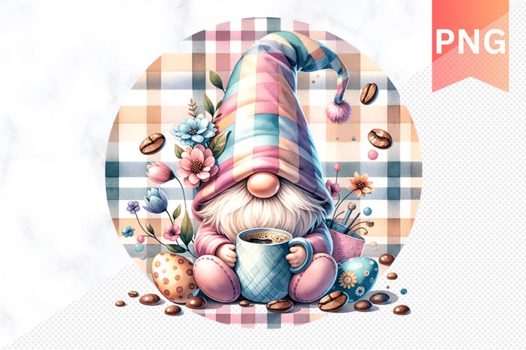 Easter Coffee Gnome Sublimation - Gnome Clipart Design