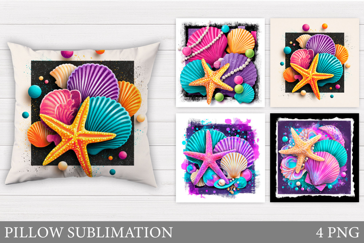 Starfish Pillow Sublimation. Seashell Pillow Design