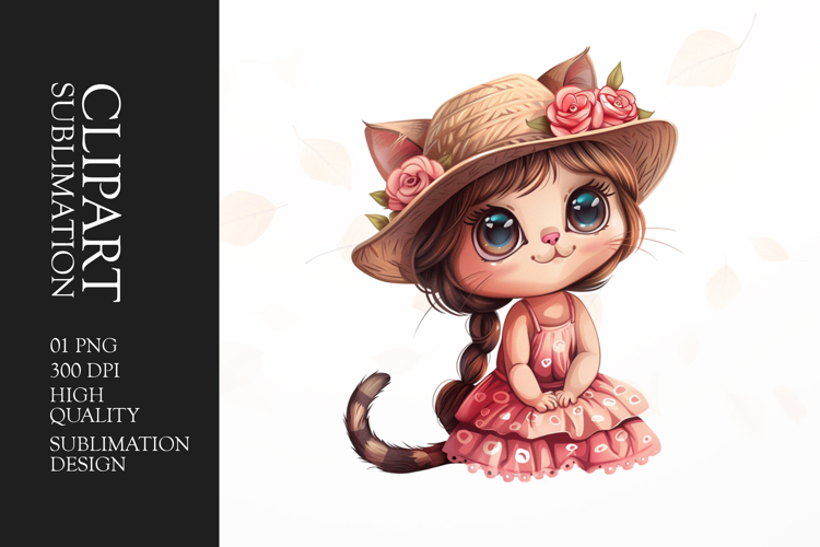 Cute watercolor kitten Clip Art sublimation png