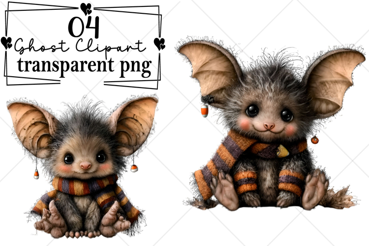 Whimsical Halloween Ghost Clipart Watercolor PNG example image 1