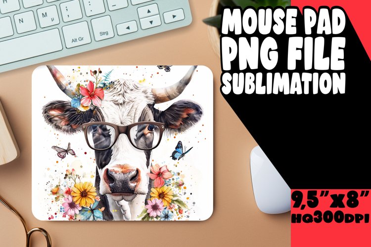 Adorable Cow Sublimation Mouse Pad - Farmyard Charm