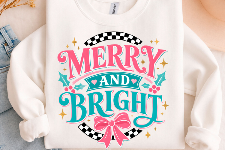 Preppy Merry & Bright Christmas PNG