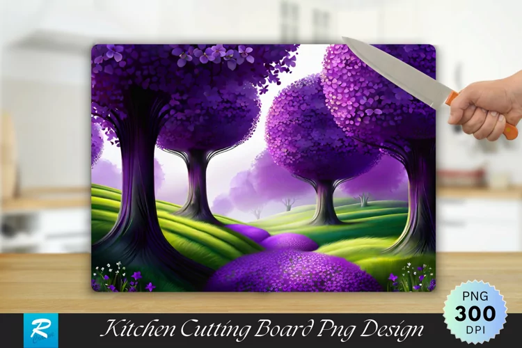 Spring Violet Patterns Cutting Board Sublimation Design