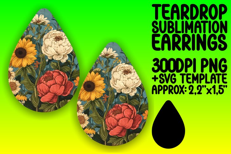 Nostalgic Retro Flower Earring Pattern PNG