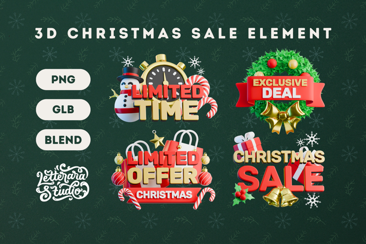 3D Christmas Sale Element 04