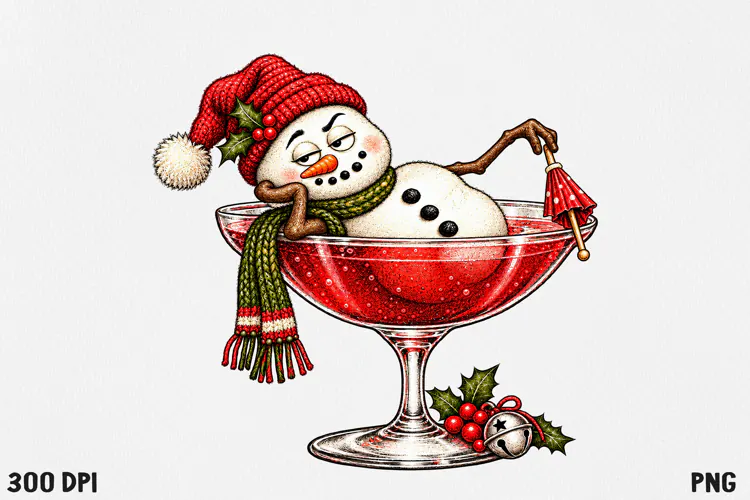 Funny Christmas Cocktail Clipart