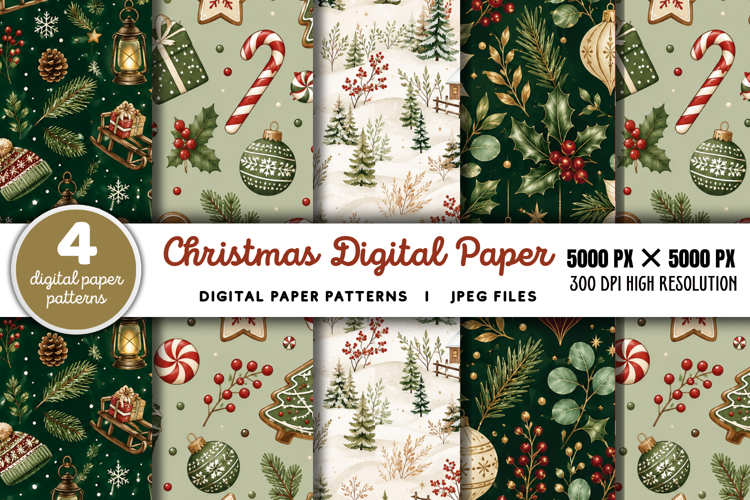 Christmas Digital Paper Backgrounds JPG
